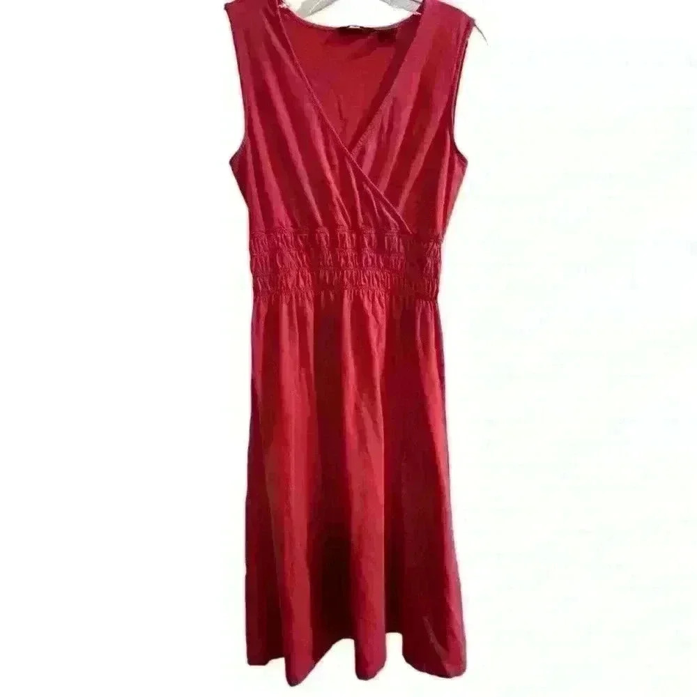 Eddie Bauer‎ Women's Sleeveless Pink Midi Dress Size S V-Neck